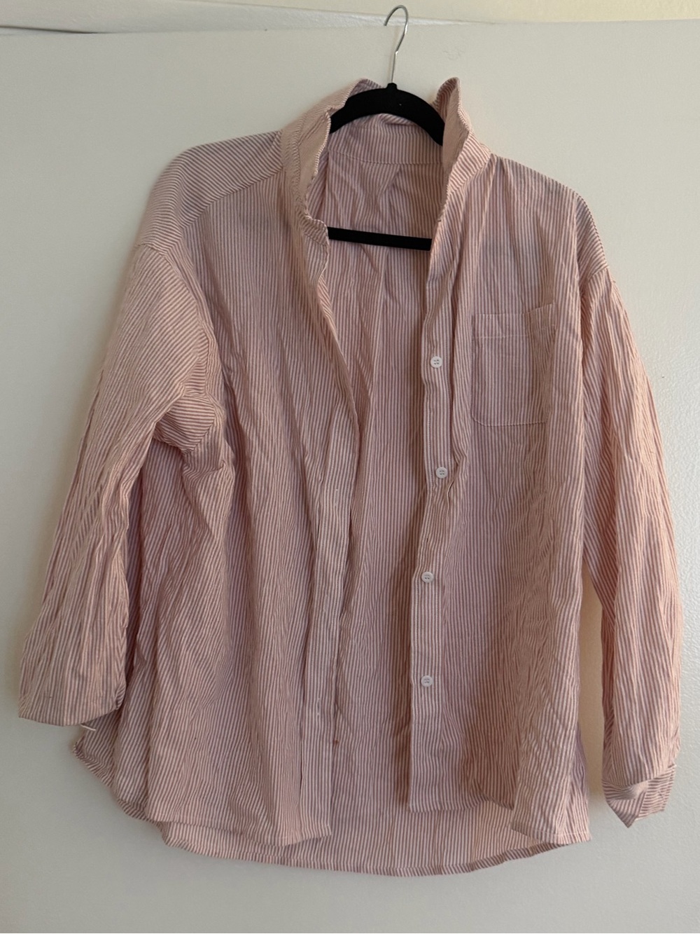 Red Striped Button-Up Shirt